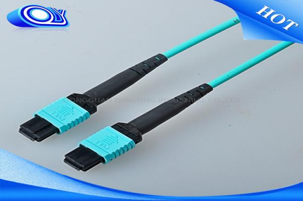 Aqua 50/125 OM3 MM PVC Fiber Optic Cable With MTP / MPO Fiber Connector