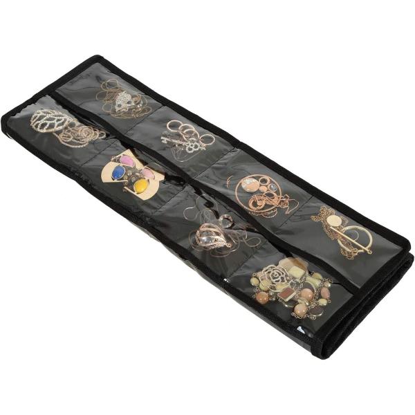 FORAINEAM 3 PACK HANGING JEWELRY ORGANIZER 32 POCKETS 18 HOOK AND LOOPS NECKLACE HOLDER EARRINGS BRACELET RING DISPLAY