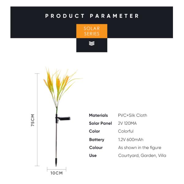 Waterproof Solar LED Garden Lights Outdoor 2700K Led Wheat Light Ra 60