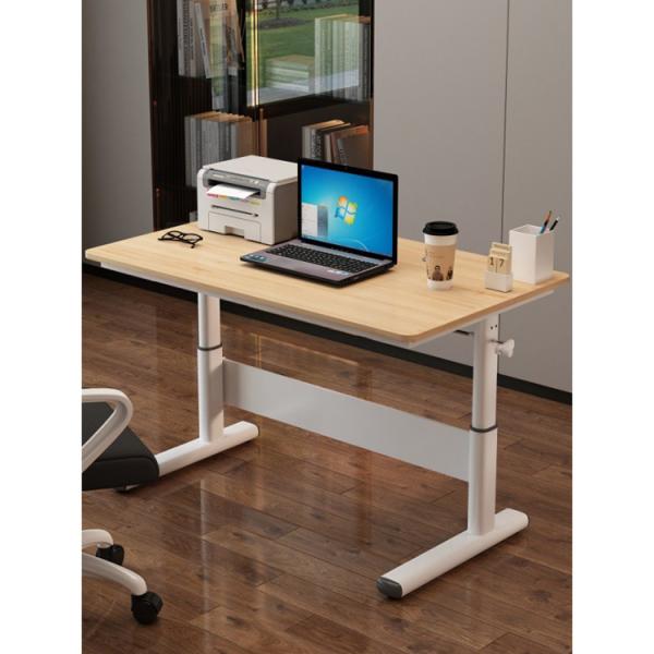 PANEL Wood Style Hand Crank Height Adjustable Computer Gaming Desk for Living Room