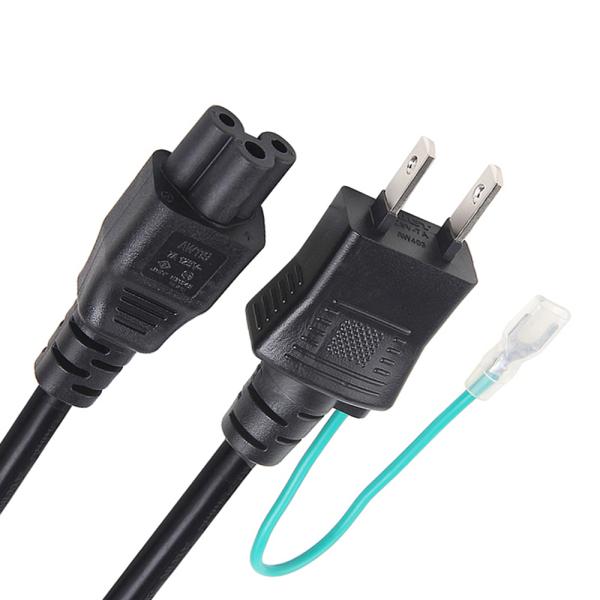 125V PSE Japan 2 Pin Power Cord Plug Cable With Ground Wire AC Power Cord for TV/Electric Iron/Consumer Electronics