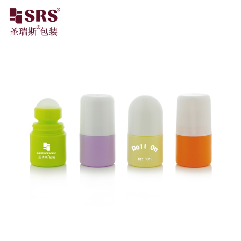 SRS 30ml Mini Plastic Roll On Bottle Custom Multi-color Empty Roller Container For Refreshing Liquid Insect Repellent