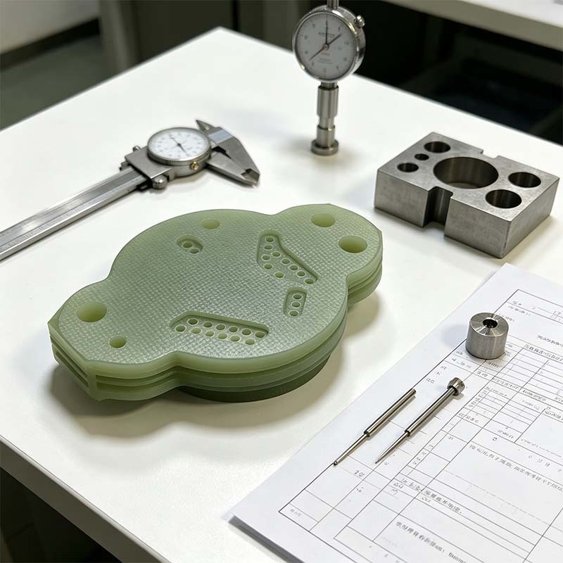 Custom CNC Machined FR4 G10 Fiberglass Insulation Fixture with ISO 2768‑1 Fine Grade Tolerance and High Dielectric Strength for Electrical Applications