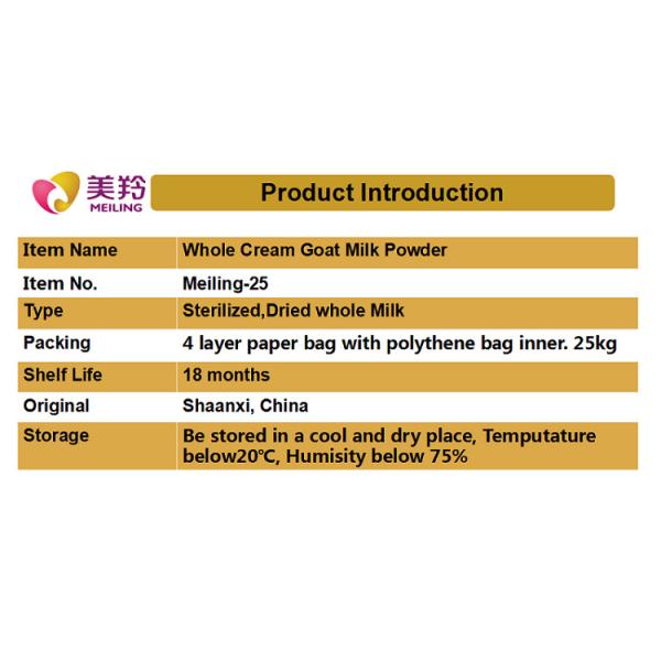 Food Additive Sterilized 25kg Dry Goat Milk Powder