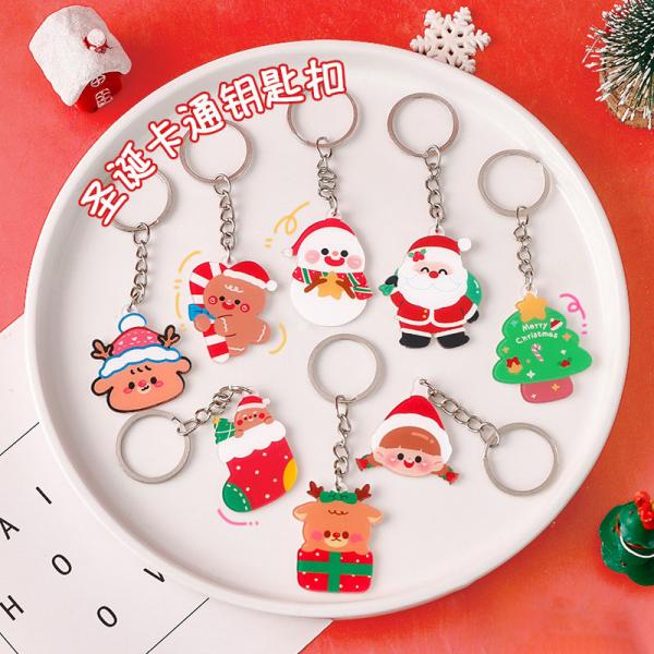 Christmas Festival Acrylic Keychain with Metal Ring Attachment and Cute Snowman Charms