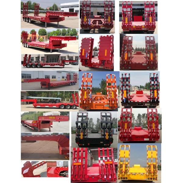 Low Bed 4 Axle Heavy Duty Lowboy Truck Trailer / Container Diesel Semi Tractor