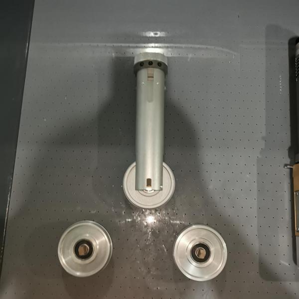 big box sample cutting machine for carton box, corrugated box, cardboard boxe with oscillating knife, and creasing wheel