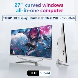 27-Inch Curved All-in-One PC Cheap Intel Core I3 I5 I7 Desktop 16GB Video Memory New LCD Display Au for Office Business Working