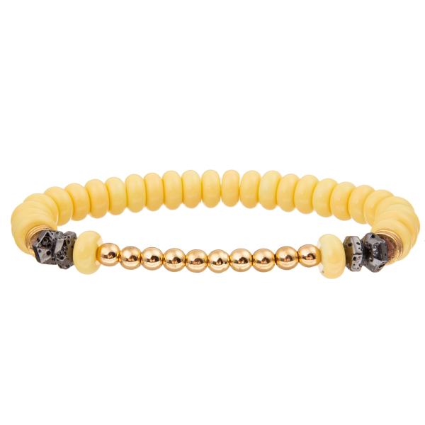 4 Colors Handmade Glass Beads Bracelets Set With Gold Plated Round Beads