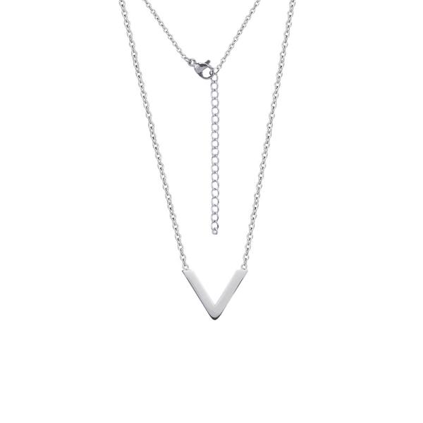 V Letter words necklace female luxury chain fashion 18K gold logo popular accessories titanium steel necklace female