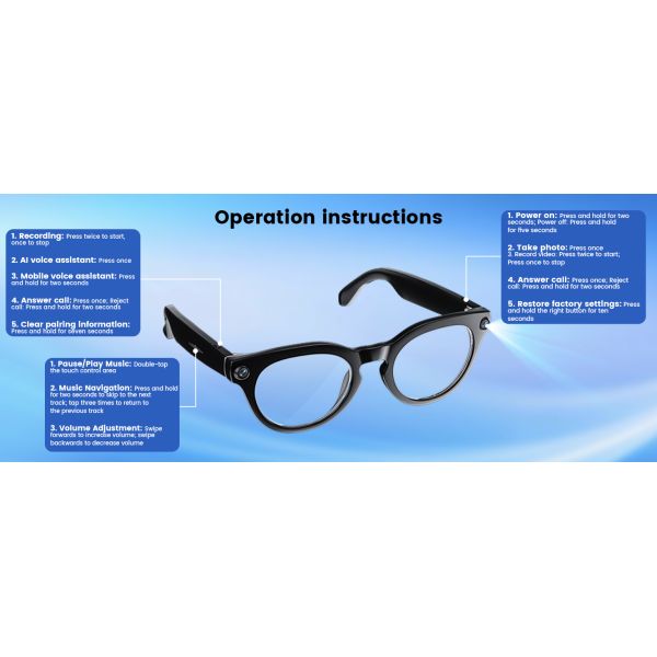 AI Smart Glasses With 8MP Camera, Real-Time Translation, 4K Video & Dual Microphone Noise Cancellation, Voice Assistant, For Travel, Vlogging, Meetings