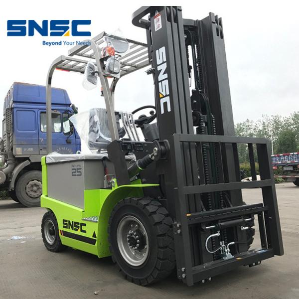 Super Elastic Solid Tire 4050kg 4 Wheel Electric Forklift Truck Attachements Clamps With 48V Battery