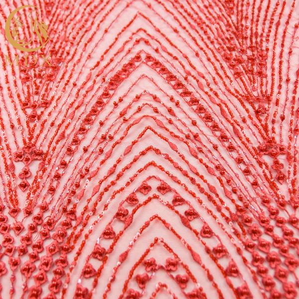 Ручная работа нейлона Sequins 80% тканей шнурка свадьбы Нигерии сияющая