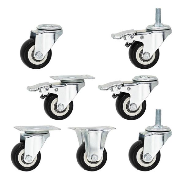 Tamanho pequeno 1,5 rodízios superiores do giro da placa dos rodízios macios do PVC da roda para armários