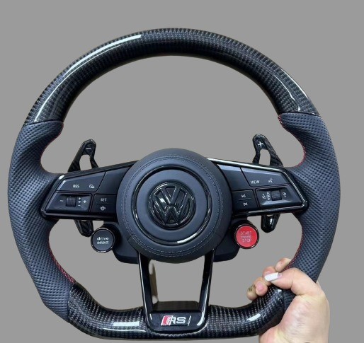 Volkswagen R8/RS/GTI/Golf R Multi-Function Steering Wheel 55cm Diameter Red Stitch Color