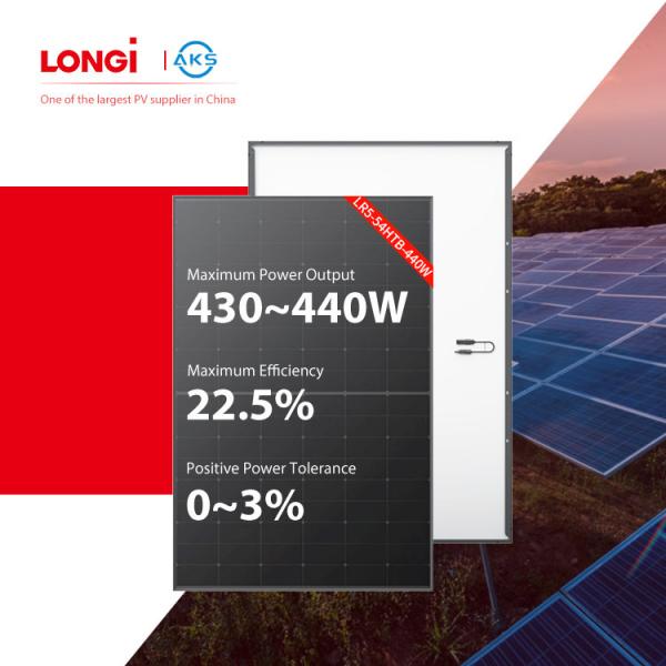 Full Black Firma longi solar Painel Solar Longi Pv Painéis Solares Meia Célula 430w 435w 440 Watt Painéis Solares