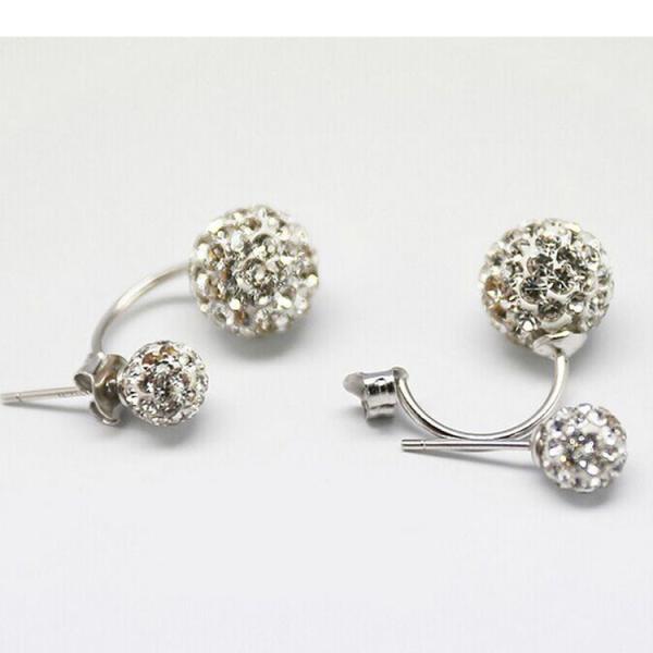 Women Jewelry Double Ball  Rhinestone Crystal Stud Earrings(EEBALL02)