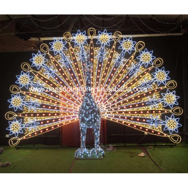 New Christmas Wedding Festival Outdoor Large Size 3D LED Sculptures Peacock Motif Light For Sale