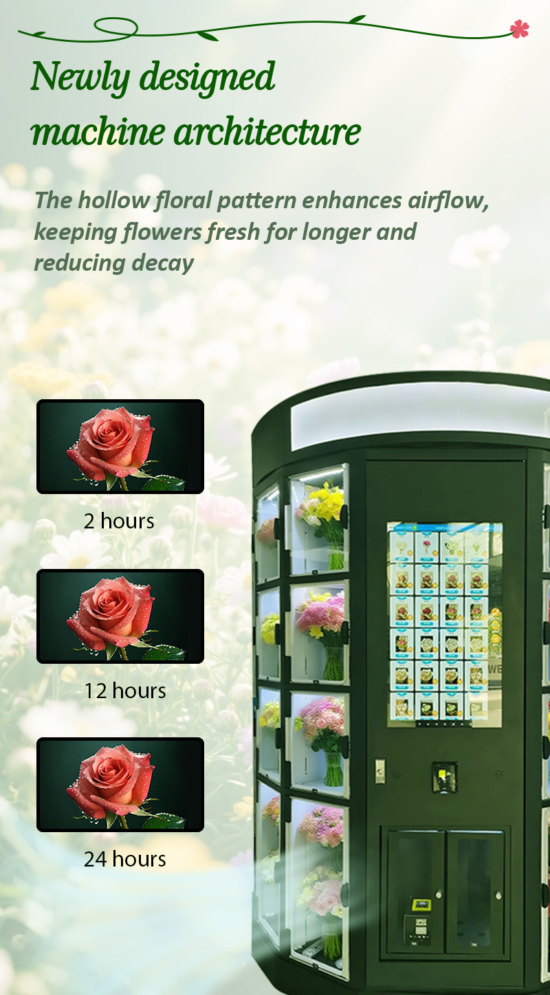 Flower Vending Machine for 24/7 Retail with Elegant Semi-Circle Locker Design