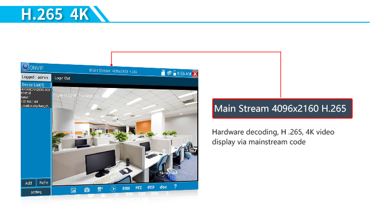 Тестер CCTV управлением 4K H.265 H.264 PTZ