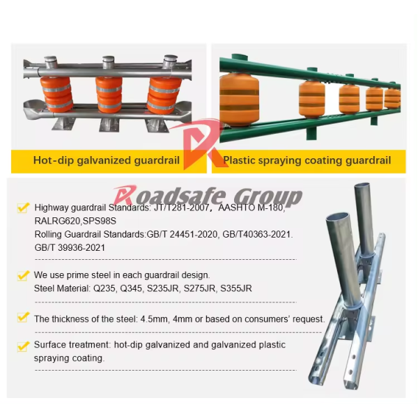 Highway Safety Reflective Roller Barrier Traffic Guardrail with D350*H500mm and D350*H245mm Sizes