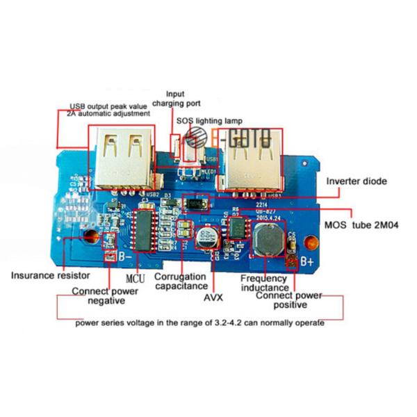 OEM 0.5oz Prototype Circuit Board Assembly 5V 2A Power Bank Charger Module 2A Dual USB 0.8mm