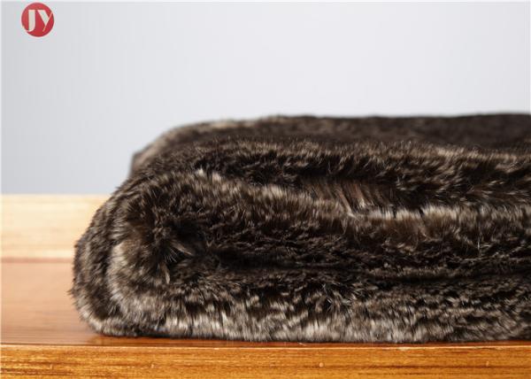 Classic two-tones Faux Fur Blanket Dark Brown 35mm Pile Height artificial fur throw Customized Logo