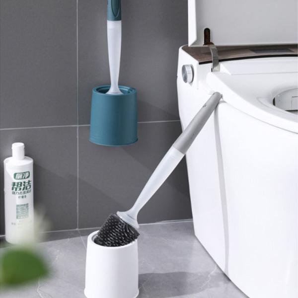 Bathroom Oem Toilet Bowl Cleaning Brush Silicone Plastic Holder Head Soft Tpr