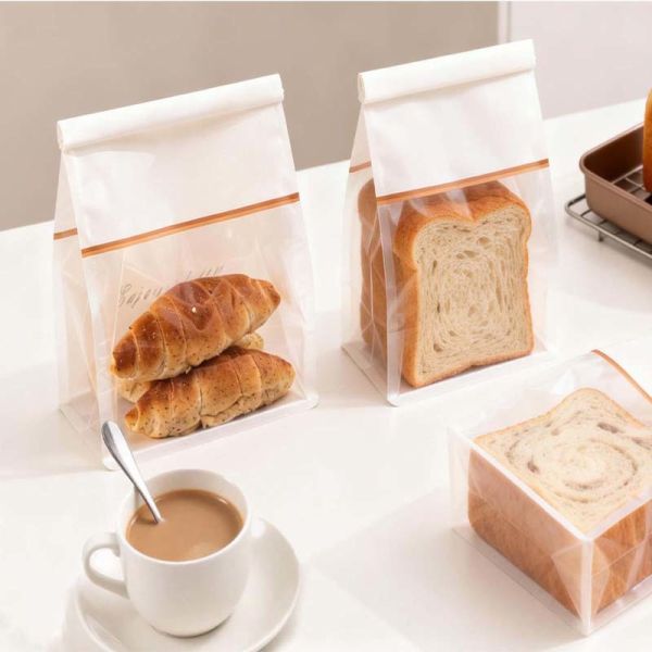 Eco Friendly Plastic Bread Bag Breathable Custom Printed Tin Tie Bags White With Clear Window