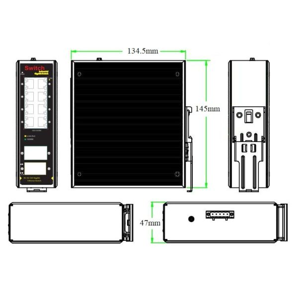 12 Port Gigabit Industrial Ethernet Switch With SFP Fiber Ports Plug And Play Operation