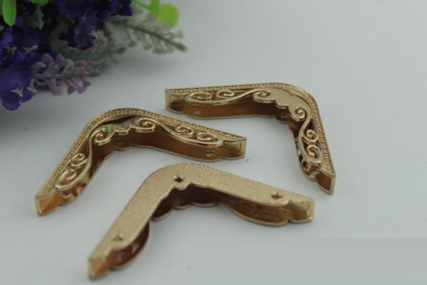 Metal handbag hardware light gold zinc alloy right-angle corner protector for bag accessory
