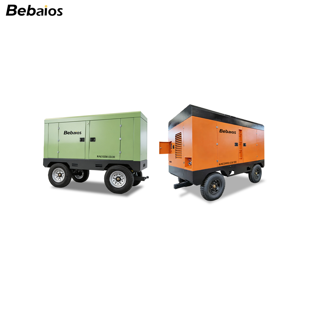 Bebaios RAE Series Electric Portable Screw Air Compressor with Dual-stage Compression, 280 kW Power, and 62 m³/min Volume Flow