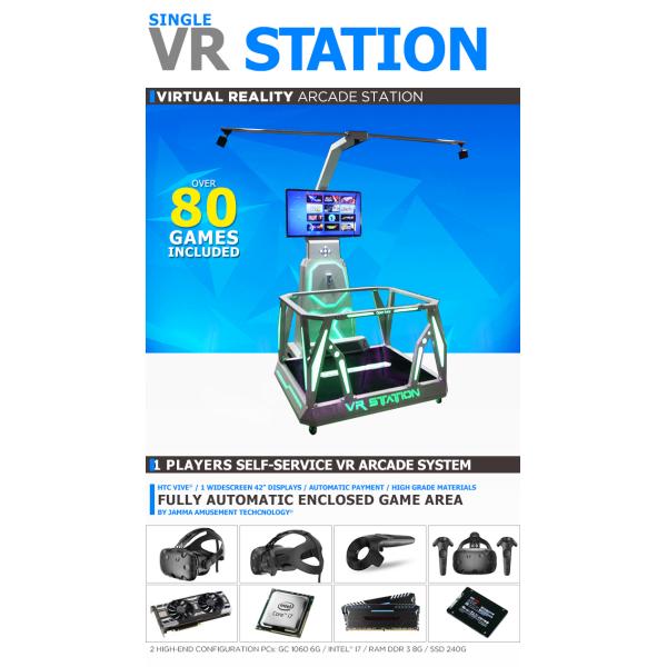 Interactive 80 Pcs Games 9D VR Simulator Single Player VR Station With 42 Inch Display
