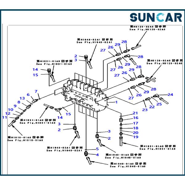 ZHTYFXLB-PC200-6 Высококачественный основной клапан Углеродный кольцевой комплект для KOMATSU PC200-6