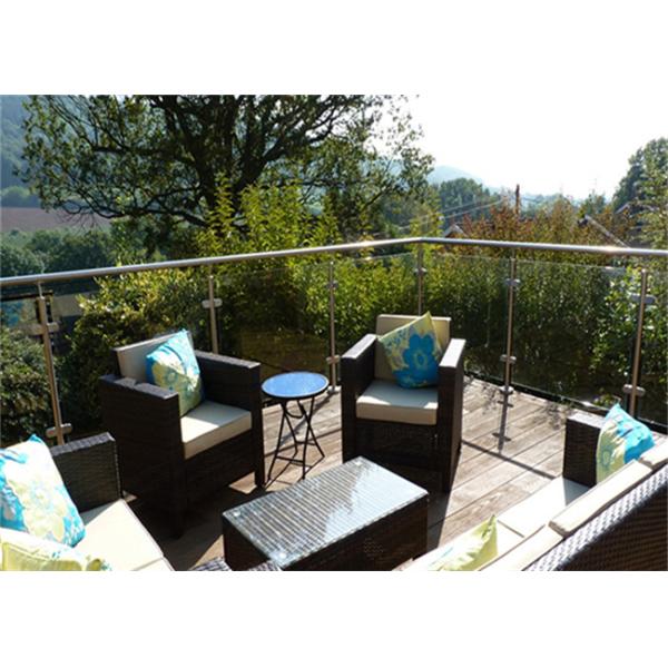 Modern Stainless Steel Glass Balcony Railings , Clear Laminated Glass Railing