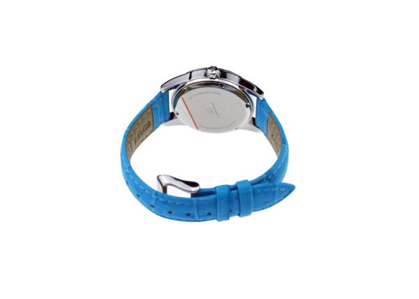 Blue Ladies Quartz Stainless Steel Watch Genuine Leather 10ATM 8 Pcs Stones Mark