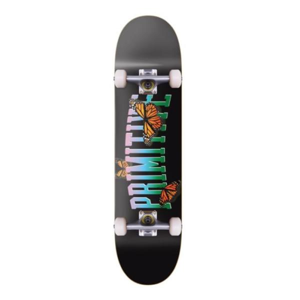 Primitive Skateboarding Collegiate Butterfly Black Mini Complete Skateboard - 7.3 x 28.9