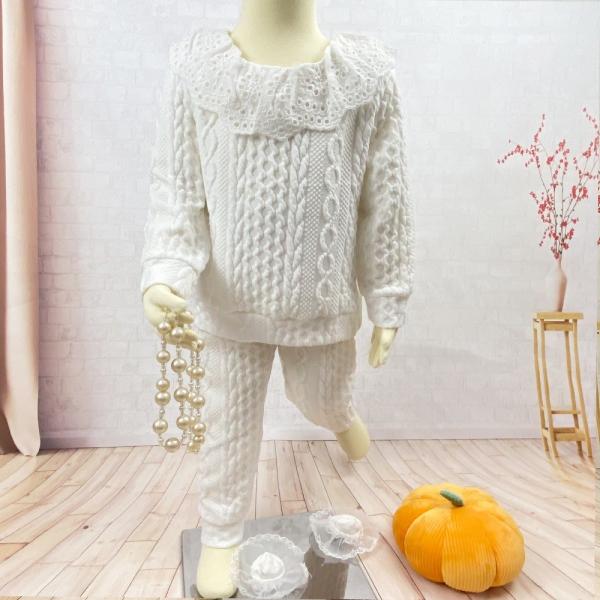 Autumn Children Clothing Sets Casual Long Sleeve Long Pants Suit Ruffle Neck Kids Clothing Sets for Girls 3  to 7 Years