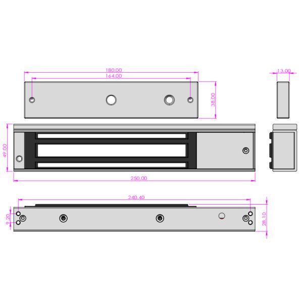 12-24V Waterproof Single Door Magnetic Lock for 280kg / 600Lbs IP67