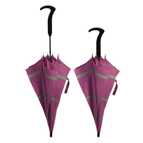 Crutch Walking Stick Handle Windproof Automatic Straight Umbrella with One-Click Open