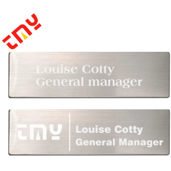 Custom Staff Employee Metal  ID Name Tag Badge With Laser Engraving And Magnetic Holder