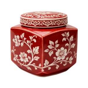 Customized Floral Pattern Ceramic Pet Urns , Pet Memorial Urn Box Multiple