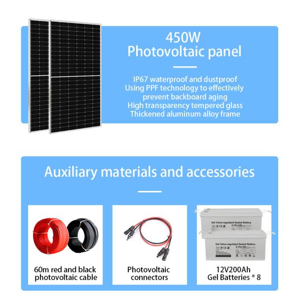 10KW Solar Energy System Hybrid Home Solar System With GEL Battery And Pure Sine Wave