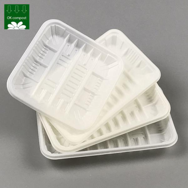 OEM Service 100% PLA Biodegradable Disposable Plastic Food Plates Round Dish Meat Trays Bioplastic Sushi Trays