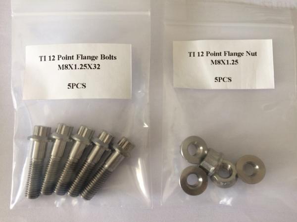 Natural Finish GR5 Grade Titanium Bolt M8 x1.25x 32MM 12 Point Flange Bolt for Chemical Plants
