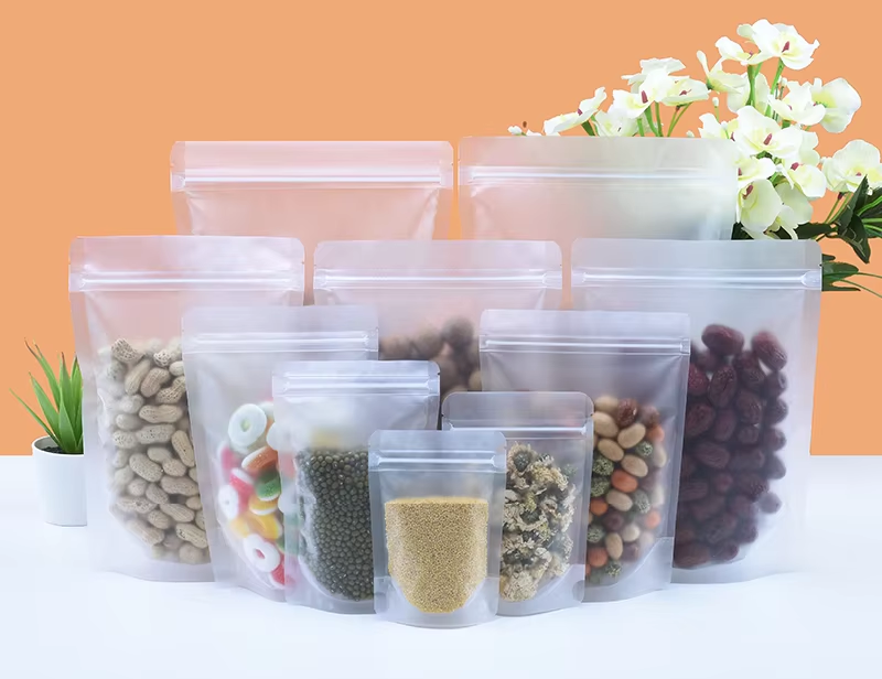 Hot Selling Front Clear Stand up Resealable Ziplock Aluminum Foil PE Pouches Bags for Food Storage