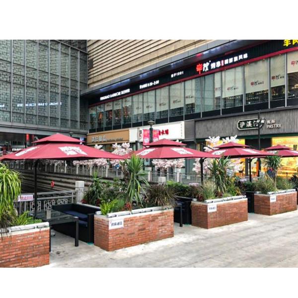 Waterproof Polyester Fabric Heavy Duty Commercial Parasol 3m Patio Umbrella