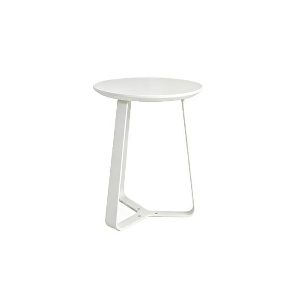 Round Wood Top Small Nesting Coffee Table High Stability With Metal Base