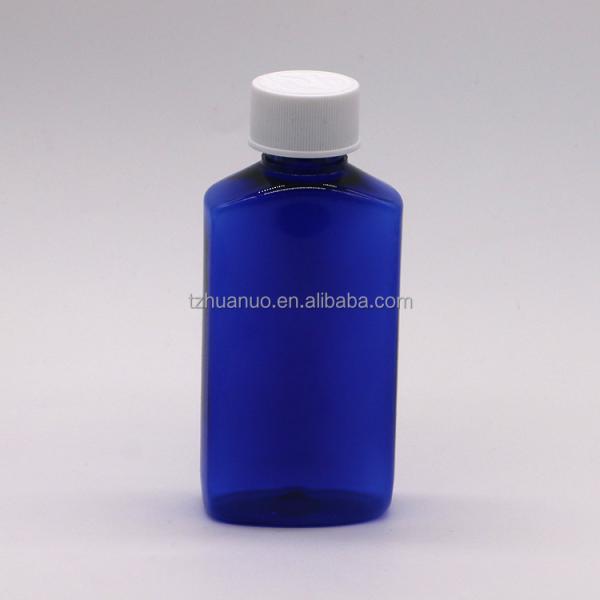 Material de base PET 120ML Cuadrado jarabe estéril para la tos botella de líquido oral tapa de seguridad para niños
