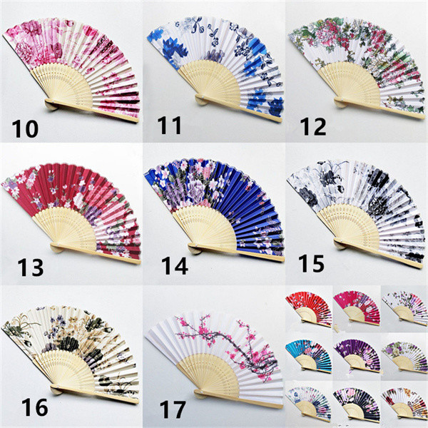 Вентилятор руки небольшой складной ткани руководства фестиваля красочной бамбуковый с сортированной картиной цветка